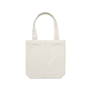 Cream tote bag met lange hengsels en zonder bedrukking, op een witte achtergrond.